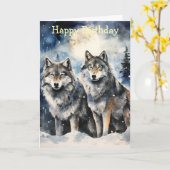 Two Wolves in Winter Karte (Gelbe Blume)
