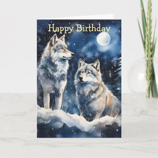 Two Wolves in Winter Karte (Vorderseite)