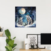 Two Wolves in Winter Poster (Heimbüro)