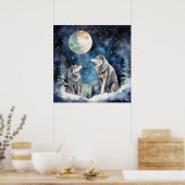 Two Wolves in Winter Poster (Küche)