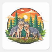 Two wolves quadratischer aufkleber (Vorderseite)