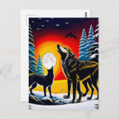 Two Wolves Wall Art Printable Home                 Postkarte (Vorne/Hinten)
