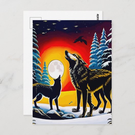 Two Wolves Wall Art Printable Home Postkarte (Vorne/Hinten)