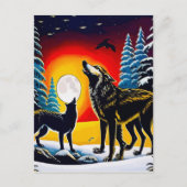 Two Wolves Wall Art Printable Home Postkarte (Vorderseite)