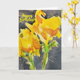 Two Yellow Flowers Crayon Resist von Larry Lerew Karte
