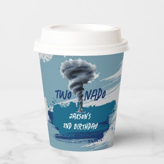 Twonado Twister Tornado Blue Grunge Birthday Pappbecher (Vorderseite)