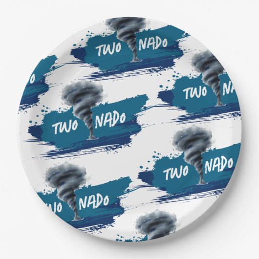 Twonado Twister Tornado Blue Grunge Birthday Pappteller (Vorderseite)