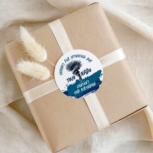 Twonado Twister Tornado Blue Grunge Birthday Runder Aufkleber