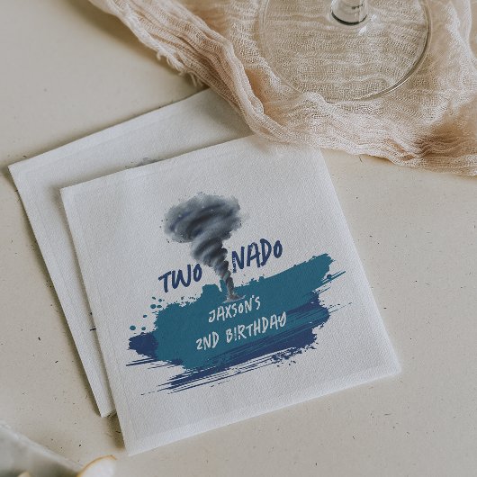 Twonado Twister Tornado Blue Grunge Birthday Serviette