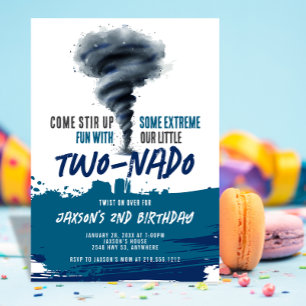 Twonado Twister Tornado Blue Grunge Geburtstag Einladung