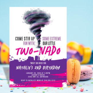 Twonado Wirbelsturm Tornado Rosa Lila Geburtstag Einladung