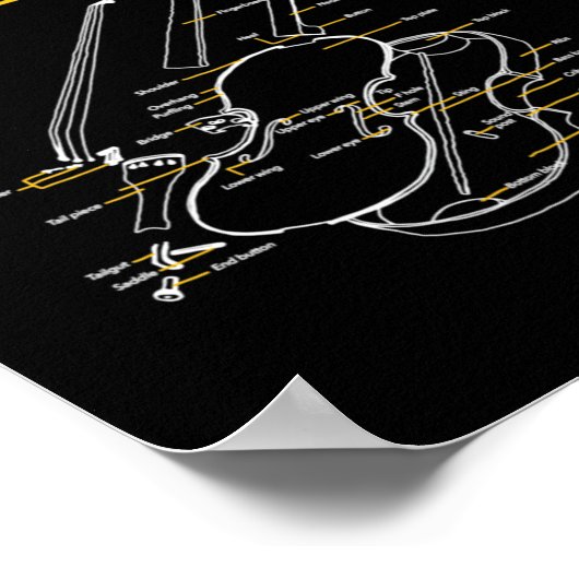 Twoset Violin Violin Anatomy Drawing Diagram Limit Poster (Ecke)