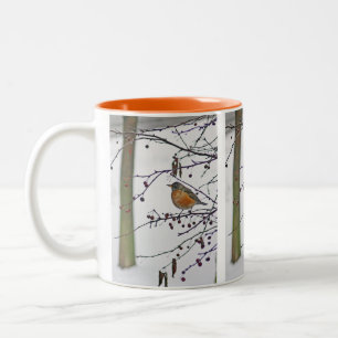 TwoToneMug, ROBIN AUF BAUMASCHINE" Zweifarbige Tasse
