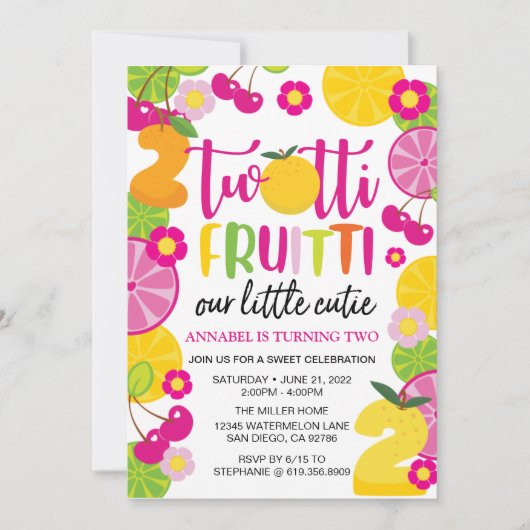 Twotti Fruitti Einladung zum Geburtstag (Vorderseite)