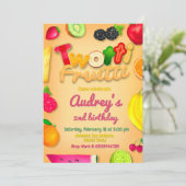 Twotti Fruitti - Früchte zum Geburtstag Gelb Einladung (Stehend Vorderseite)