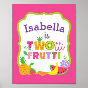 TWOtti Frutti 2. Geburtstag Party Begrüßungszeiche Poster