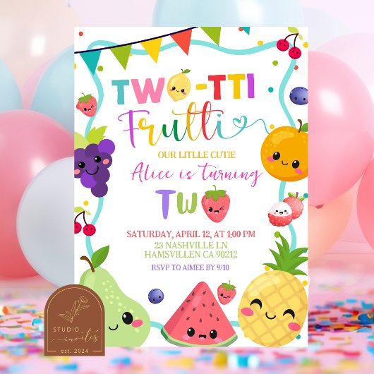 Twotti Frutti 2nd Birthday Invitaiton Einladung
