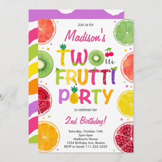 Twotti Frutti Birthday Einladung (Vorne/Hinten)