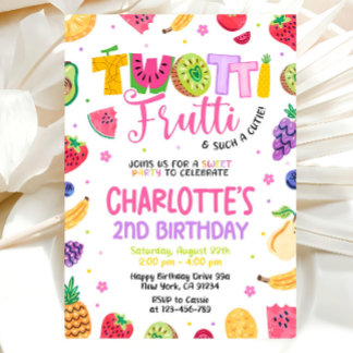 Twotti Frutti Einladung, Two-tti Frutti Geburtstag Einladung