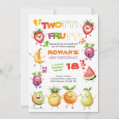 Twotti Frutti Farbiger Fruchtiger Spaß 2. Geburtst Einladung (Vorderseite)