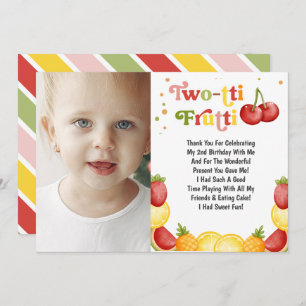Twotti Frutti Fruity Fun Zweite Geburtstagsparty Dankeskarte