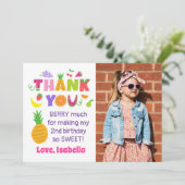 TWOtti Frutti Geburtstag Foto Danke Karte (Stehend Vorderseite)