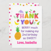 TWOtti Frutti Geburtstagsparty Flat Danke Karten (Vorne/Hinten)