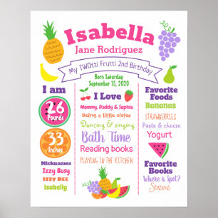 TWOtti Frutti Milestone Board Geburtstags-Poster Poster