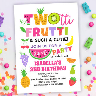 TWOtti Frutti Tropical Fruit Sommer 2. Geburtstag Einladung