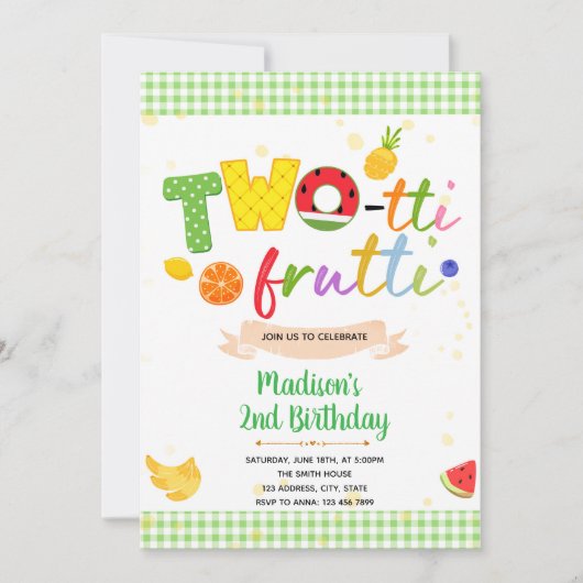 TWOtti Frutti zum Geburtstag Einladung (Vorderseite)