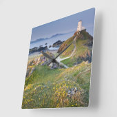 Twr Mawr-Leuchtturm auf Llanddwyn Insel Quadratische Wanduhr (Winkel)