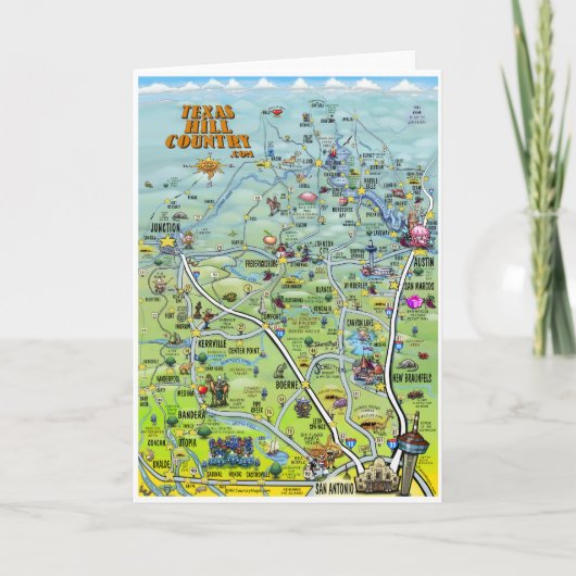 TX Hügel-Land-Cartoon-Karten-Karte Karte (Vorderseite)