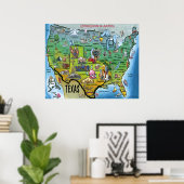 TX USA Map Poster (Heimbüro)