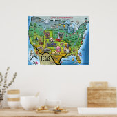 TX USA Map Poster (Küche)
