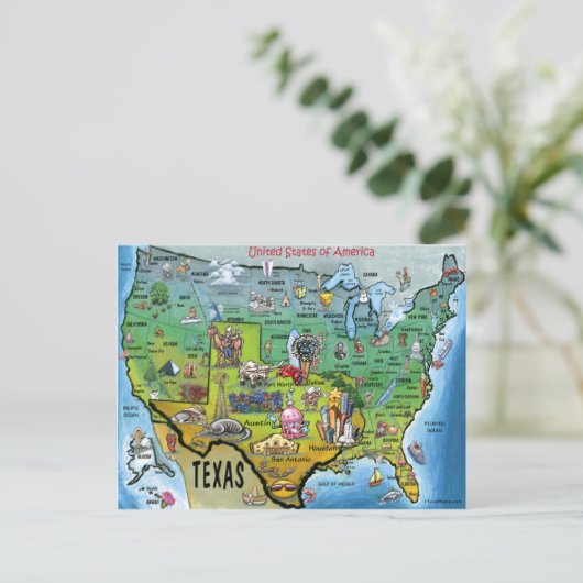 TX USA Map Postkarte (Stehend Vorderseite)