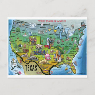 TX USA Map Postkarte