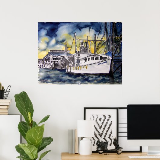 tybee_Insel_boat Poster (Heimbüro)