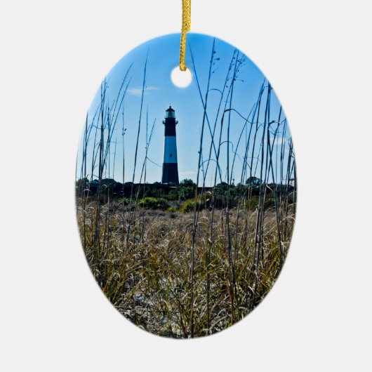 Tybee Insel-Leuchtturm-Verzierung Keramikornament (Vorne)