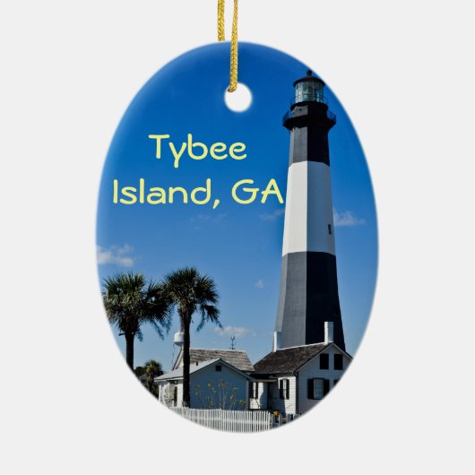Tybee Insel-Leuchtturm-Verzierung Keramikornament (Hinten)