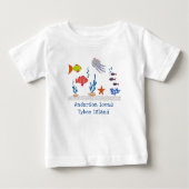 Tybee Island GA Fun Ocean Fish with Child's Name Baby T-shirt (Vorderseite)