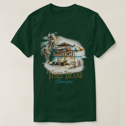 Tybee Island GA Tiki Bar Beach Wasserfarben-Design T-Shirt (Design vorne)