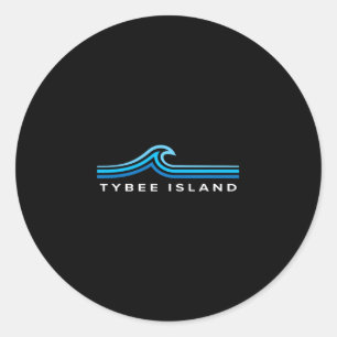 Tybee Island Ga Wellen Vintage Herren Damen Mädche Runder Aufkleber