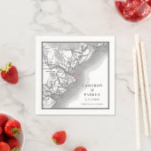 Tybee Island Georgia Karte Elegant Wedding Serviette (Beispiel)