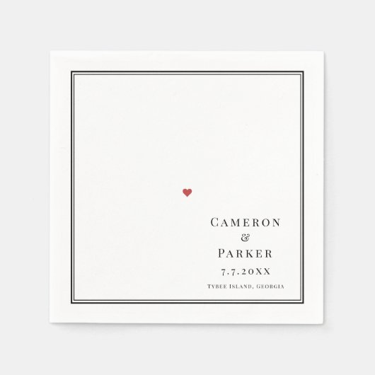 Tybee Island Georgia Karte Elegant Wedding Serviette (Vorderseite)