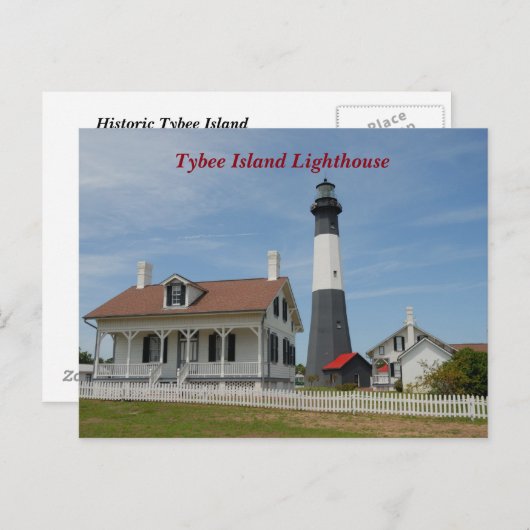 Tybee Island, Georgia Leuchtturm Postkarte (Vorne/Hinten)