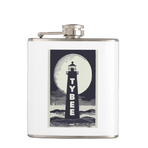 Tybee Island Georgia Lighthouse Moon Flachmann