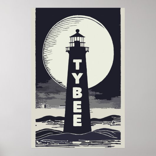 Tybee Island Georgia Lighthouse Moon Poster (Vorne)