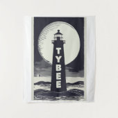 Tybee Island Georgia Lighthouse Moon Wandteppich (Vorderseite)