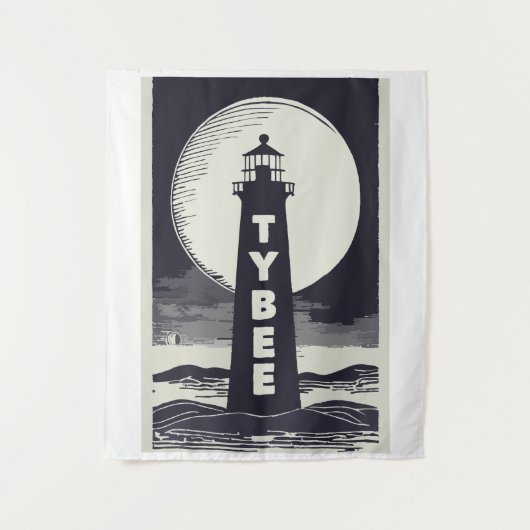 Tybee Island Georgia Lighthouse Moon Wandteppich (Vorderseite)