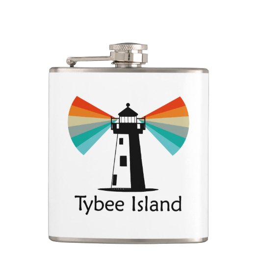 Tybee Island Georgia Lighthouse Rainbow Flachmann (Vorderseite)
